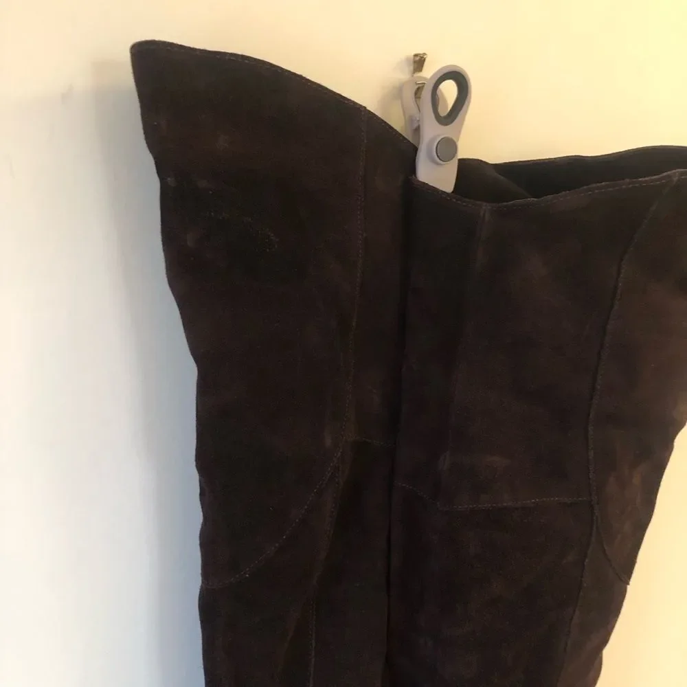 White Mountain Low Heel Dark Brown Knee-High Suede Boots (7.5)